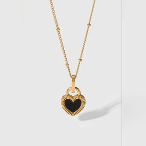 Gold and Black Heart Pendant Necklace